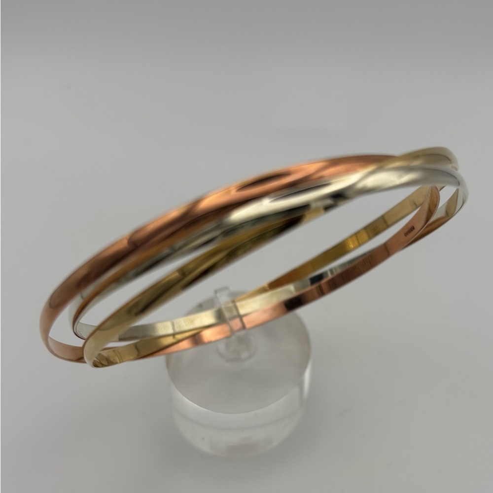 Elegant Tri Gold Bangle Bracelet